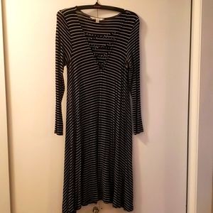 Striped stretchy flair dress